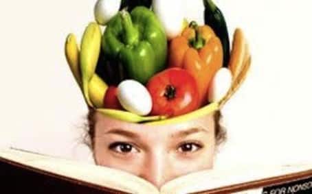 woman with food themed headwear