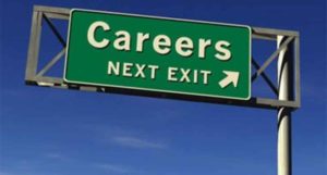 Road sign that says Careers Next Exit