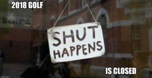 sign that says Shut Happens